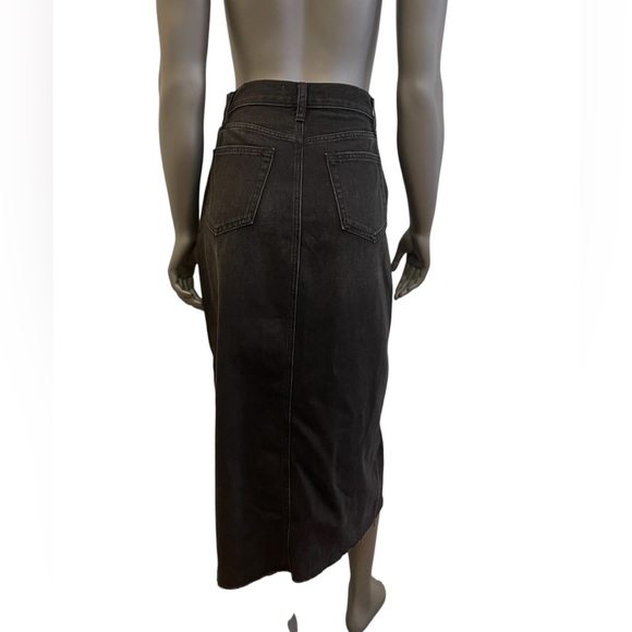 Altar’d State Jeans Skirt Sz S Front Slit Midi Whiskered High Waisted Frayed Hem - Picture 2 of 6